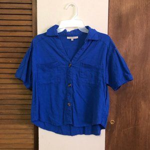 Love Tree Royal Blue Linen Button Down